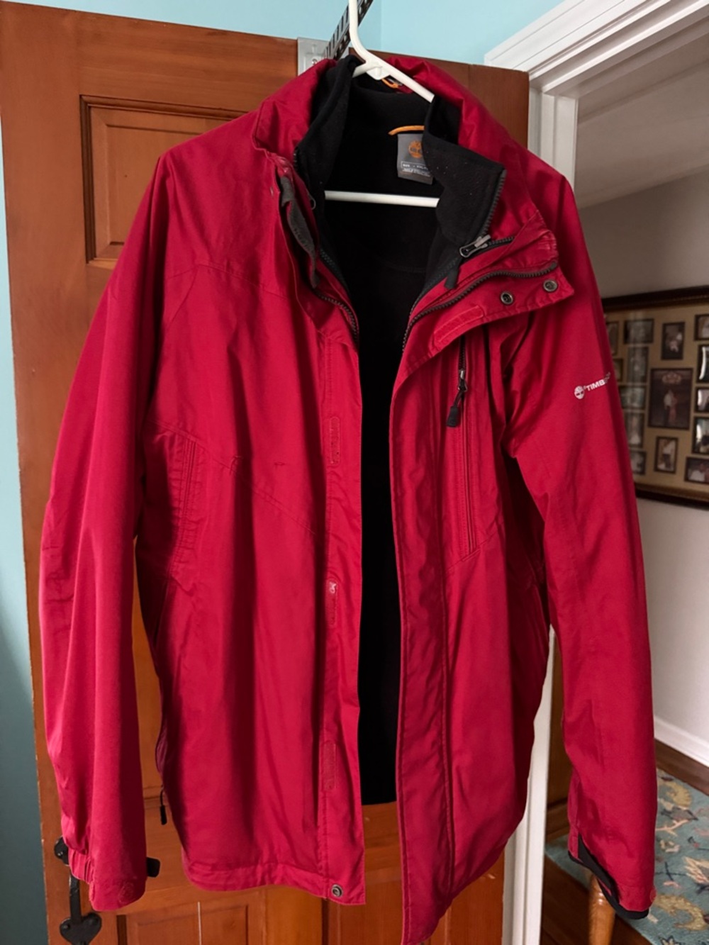 Timberland Men’s Red Waterproof Hooded Raincoat